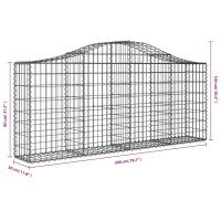 Produktbild för Gabion bågformad 200x30x80/100 cm galvaniserat järn