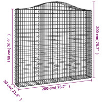 Produktbild för Gabion bågformad 200x30x180/200 cm galvaniserat järn