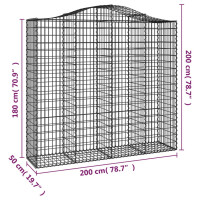 Produktbild för Gabion bågformad 200x50x180/200 cm galvaniserat järn