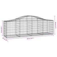 Produktbild för Gabion bågformad 200x50x60/80 cm galvaniserat järn