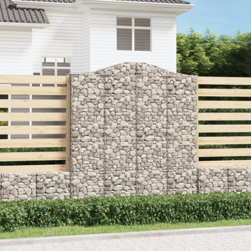 vidaXL Gabion bågformad 200x50x220/240 cm galvaniserat järn