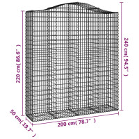 Produktbild för Gabion bågformad 200x50x220/240 cm galvaniserat järn