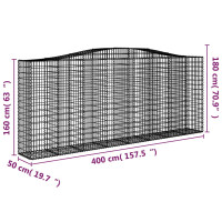 Produktbild för Gabion bågformad 400x50x160/180 cm galvaniserat järn