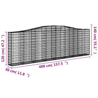 Produktbild för Gabion bågformad 400x30x120/140 cm galvaniserat järn