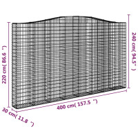Produktbild för Gabion bågformad 400x30x220/240 cm galvaniserat järn