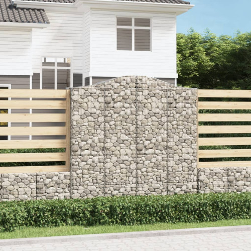 vidaXL Gabion bågformad 200x50x200/220 cm galvaniserat järn