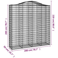 Produktbild för Gabion bågformad 200x50x200/220 cm galvaniserat järn