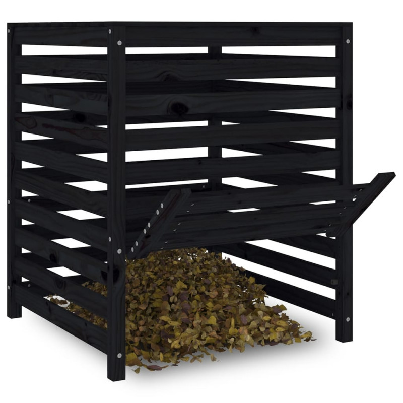 Produktbild för Kompostlåda svart 82,5x82,5x99,5 cm massiv furu