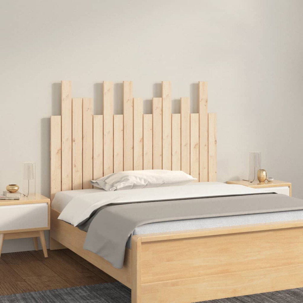 Produktbild för Väggmonterad huvudgavel 108x3x80 cm massiv furu