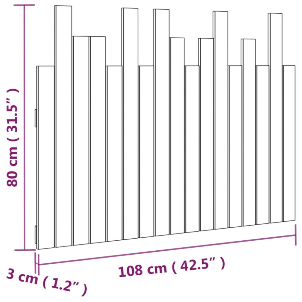 Produktbild för Väggmonterad huvudgavel 108x3x80 cm massiv furu