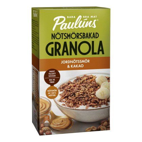 Paulúns Nötsmörsbakad Granola Jordnöt Kakao 430 g