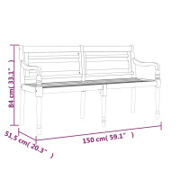 Produktbild för Bataviabänk med grårutig dyna 150 cm massiv teak