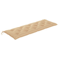 Produktbild för Bataviabänk med beige dyna 150 cm massiv teak