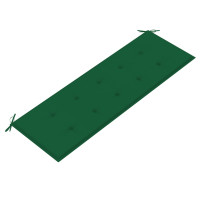 Produktbild för Bataviabänk med grön dyna 150 cm massiv teak