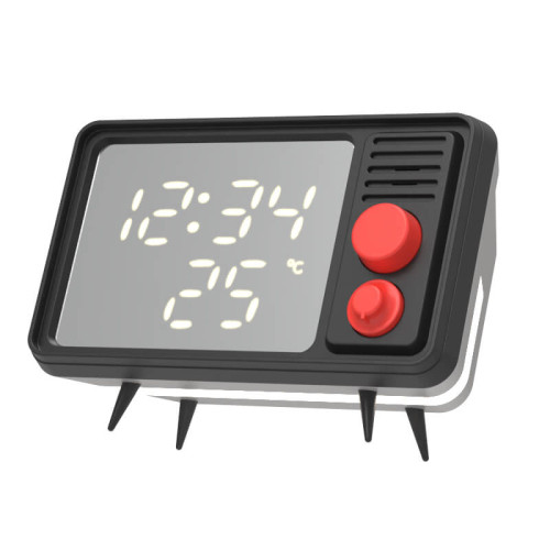 Mobility On Board MOB Speaker Alarm Clock with Light TV Retro Black/Grey