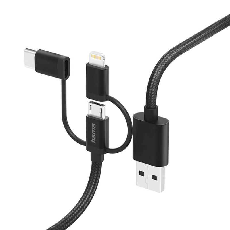 Produktbild för Multi Charging Cable 3-in-1 Black 1.5m