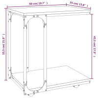 Produktbild för Sidobord med hjul sonoma-ek 50x35x55,5 cm konstruerat trä