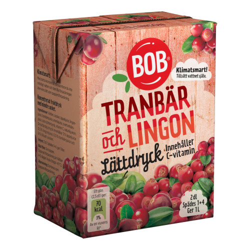 BOB Lättdryck Tranbär & Lingon 2DL