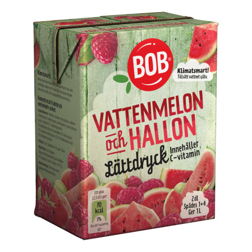 BOB Lättdryck Vattenmelon & Hallon 2DL