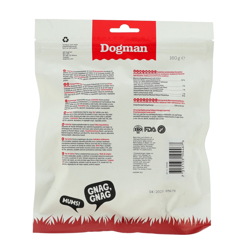 Produktbild för Dogman Tuggring pressad hjort M 12,5cm
