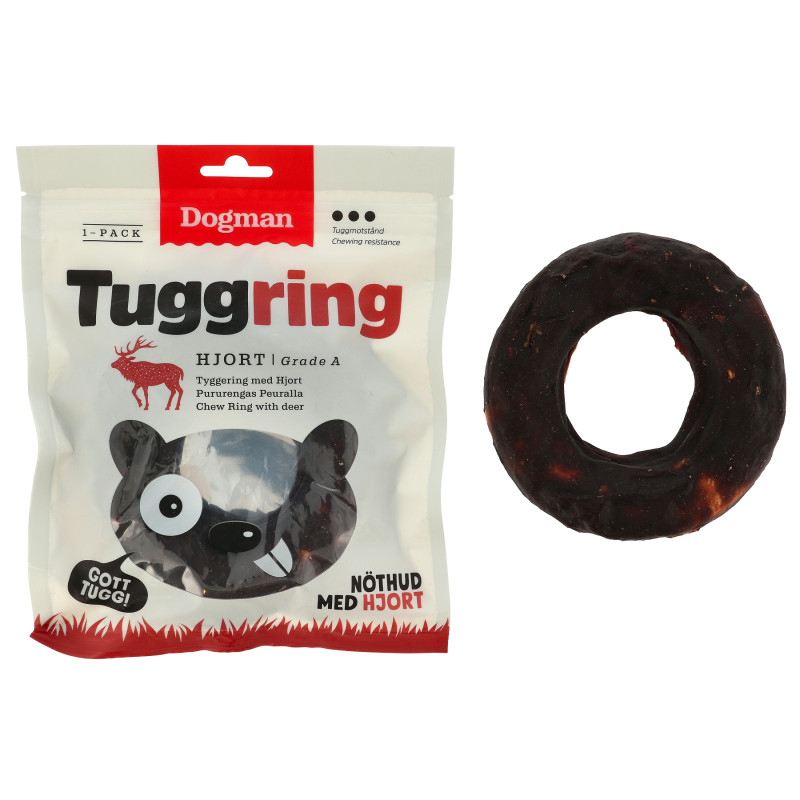 Produktbild för Dogman Tuggring pressad hjort M 12,5cm