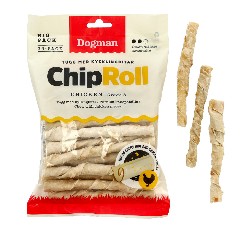 Produktbild för Dogman Chicken Chip Roll 25p S 12,5cm