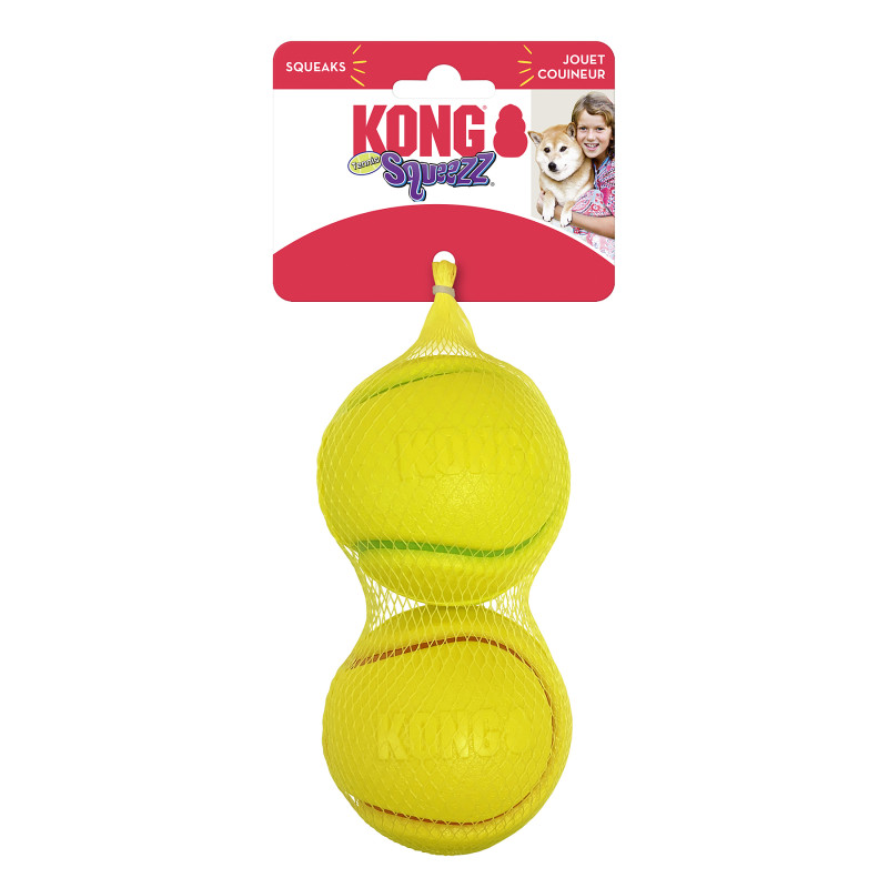Produktbild för KONG Leksak Squeezz Tennis 2p Gul L