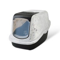 Miniatyr av produktbild för Savic Kattlåda Nestor marble med tak Grå 56x39x27,5