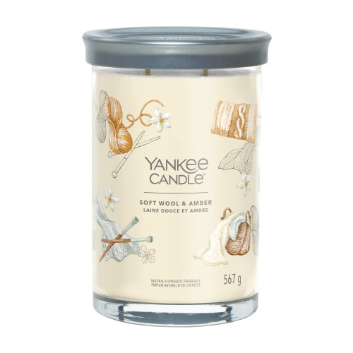 Yankee Candle Yankee Candle Soft Wool & Amber stearinljus Rund Heliotrop, Sandelträ, Bärnsten, Jasmin, Orange, Mandarin, Liljekonvalj, Vanilj, Kaschmirträ, Mysk Vit 1 styck