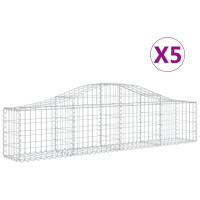 Produktbild för Gabion bågformad 5 st 200x30x40/60 cm galvaniserat järn