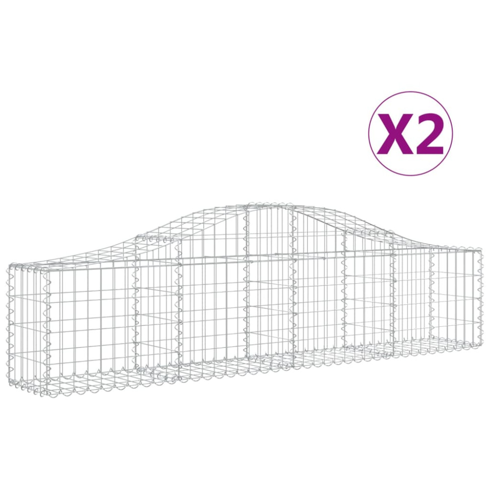 Produktbild för Gabion bågformad 2 st 200x30x40/60 cm galvaniserat järn