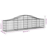 Produktbild för Gabion bågformad 2 st 200x30x40/60 cm galvaniserat järn