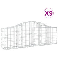 Produktbild för Gabioner bågformade 9 st 200x30x60/80 cm galvaniserat järn