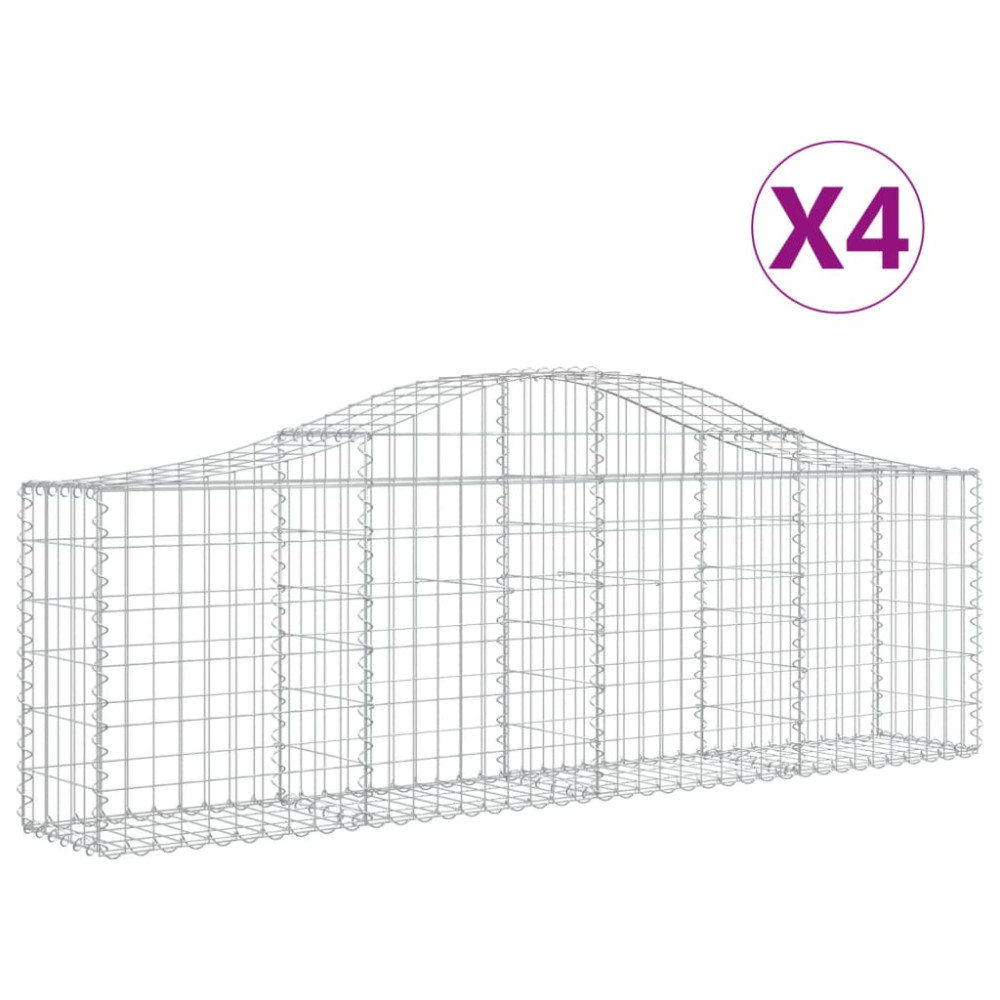 Produktbild för Gabioner bågformade 4 st 200x30x60/80 cm galvaniserat järn