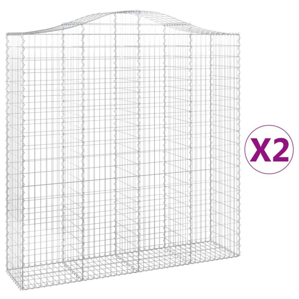 Produktbild för Gabioner bågformade 2 st 200x50x200/220 cm galvaniserat järn