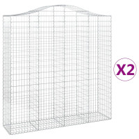 Produktbild för Gabioner bågformade 2 st 200x50x200/220 cm galvaniserat järn