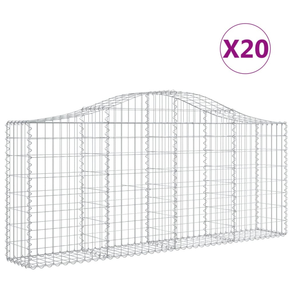 Produktbild för Gabioner bågformade 20 st 200x30x80/100 cm galvaniserat järn