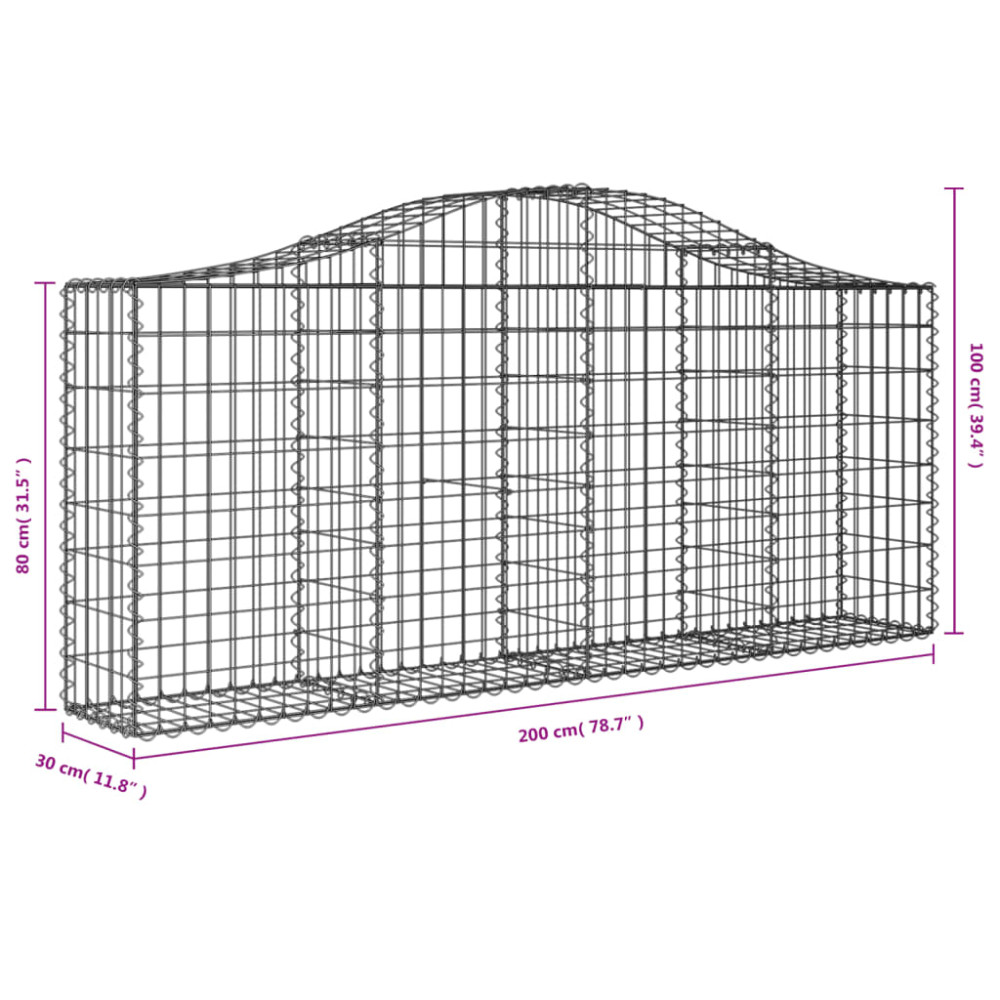 Produktbild för Gabioner bågformade 20 st 200x30x80/100 cm galvaniserat järn