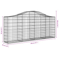 Produktbild för Gabioner bågformade 20 st 200x30x80/100 cm galvaniserat järn