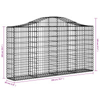 Produktbild för Gabioner bågformade 9 st 200x30x100/120 cm galvaniserat järn