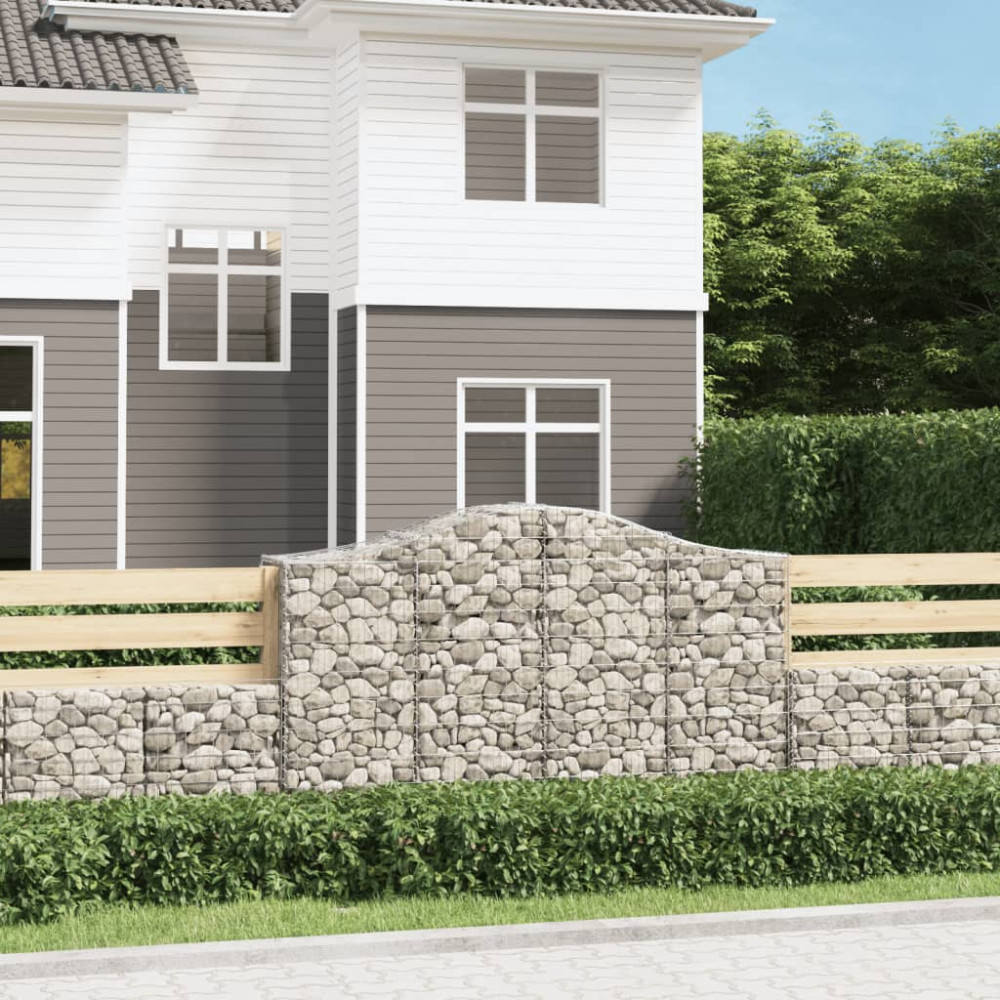 Produktbild för Gabioner bågformade 3 st 200x50x120/140 cm galvaniserat järn