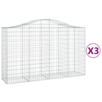 Produktbild för Gabioner bågformade 3 st 200x50x120/140 cm galvaniserat järn