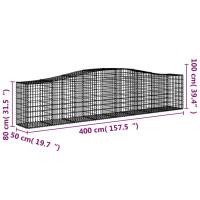 Produktbild för Gabioner bågformade 9 st 400x50x80/100 cm galvaniserat järn