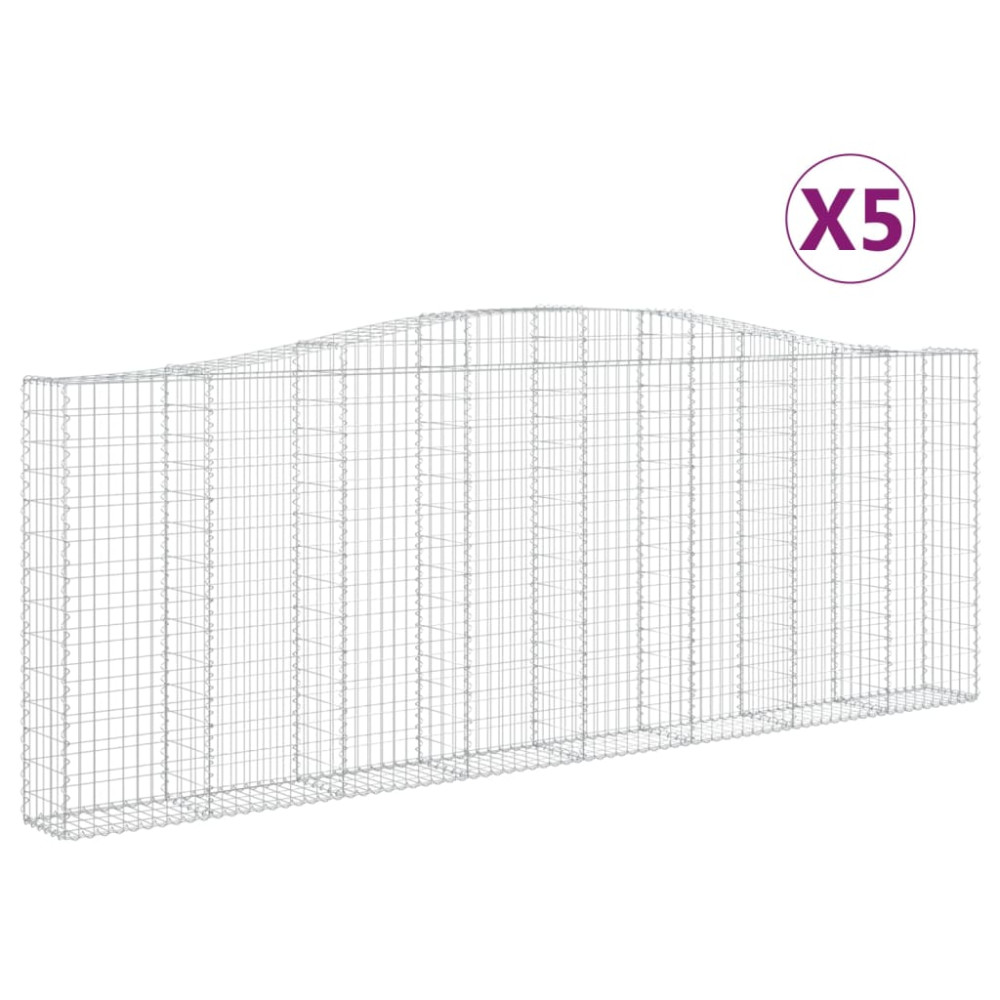 Produktbild för Gabioner bågformade 5 st 400x30x140/160 cm galvaniserat järn