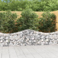 Produktbild för Gabion bågformad 2 st 200x30x60/80 cm galvaniserat järn