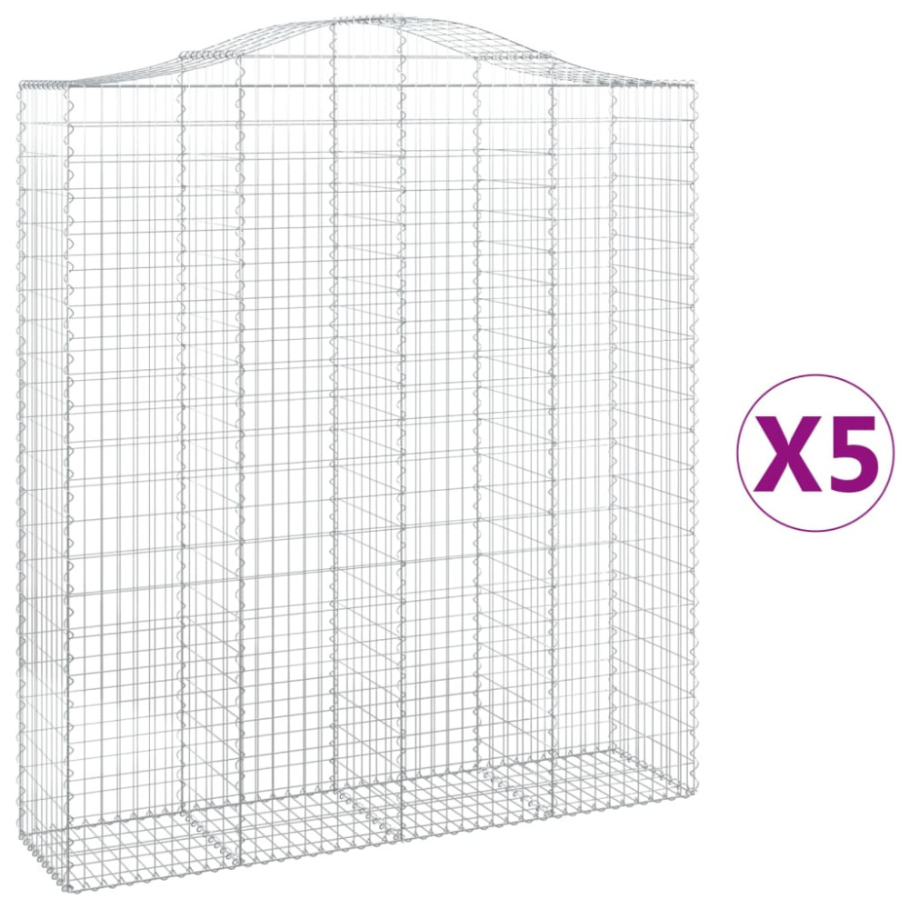 Produktbild för Gabioner bågformade 5 st 200x50x220/240 cm galvaniserat järn