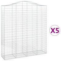 Produktbild för Gabioner bågformade 5 st 200x50x220/240 cm galvaniserat järn