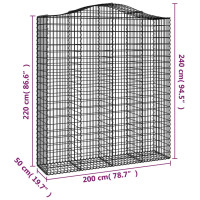 Produktbild för Gabioner bågformade 5 st 200x50x220/240 cm galvaniserat järn