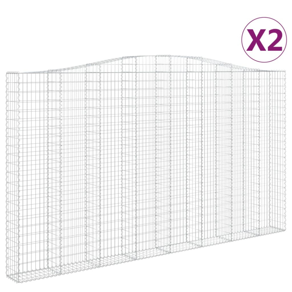 Produktbild för Gabioner bågformade 2 st 400x30x220/240 cm galvaniserat järn