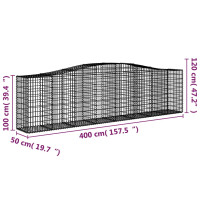 Produktbild för Gabioner bågformade 6 st 400x50x100/120 cm galvaniserat järn